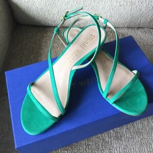 Stuart Weitzman Flat Sandals in a beautiful green